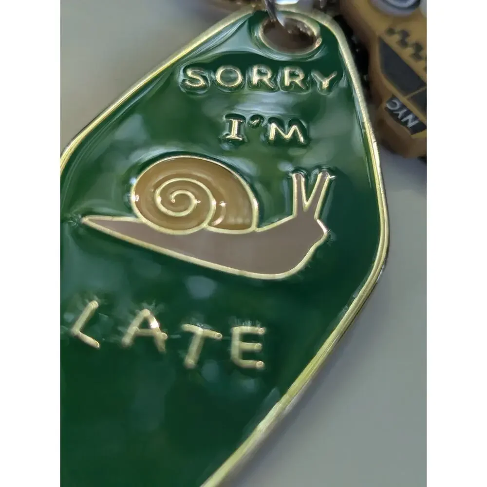 No Boundaries Bag Charm Goldtone NYC Yellow Taxi Sorry I'm Late Snail New